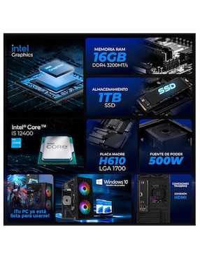 Computadora gamer Xtreme Pc Gaming XTACI516GBHD730MFB 23.8 pulgadas Full HD Intel Core i5 Intel UHD Graphics 730 16 GB RAM 1 TB SSD