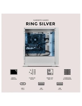 Gabinete Xtreme Pc Gaming Ring Silver Edition