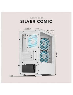 Gabinete Xtreme Pc Gaming Silver Comic Edition