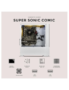 Gabinete Xtreme Pc Gaming Super Sonic Comic