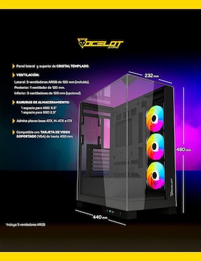 Gabinete Ocelotgaming Glass Hunter 3