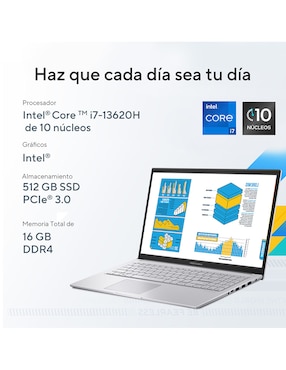 Laptop Asus Vivobook 14 14 pulgadas WUXGA Intel Core i7 Intel UHD Graphics 16 GB RAM 512 GB SSD