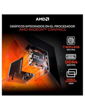 Computadora gamer Xtreme Pc Gaming XTPCR516GBVEGA7MDB 27 pulgadas full hd amd ryzen 5 amd radeon vega 7 16 gb ram 500 gb ssd