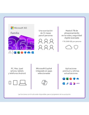 Microsoft 365 Familia Office Microsoft para 6 usuarios