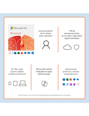 Microsoft 365 Personal Office Microsoft para 1 usuario