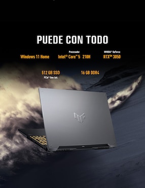 Laptop gamer Asus Tuf Gaming F16 16 pulgadas Full HD+ Intel Core i5 NVIDIA GeForce RTX 3050 16 GB RAM 512 GB SSD