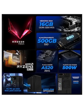 Computadora gamer Xtreme Pc Gaming XTACR316GBRENOIRMPB 23.8 pulgadas Full HD AMD Ryzen 3 AMD Radeon Graphics 16 GB RAM 500 GB SSD