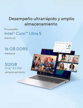 Laptop Asus Vivobook 16 16 pulgadas WUXGA Intel Core Ultra 5 225 Integradas 16 GB RAM 512 GB SSD