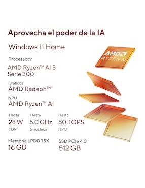 Laptop Asus Zenbook 14 pulgadas WUXGA AMD Ryzen AI 5 340 AMD Radeon 16 GB RAM 512 GB SSD