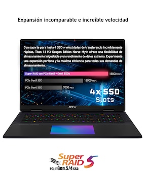 Laptop MSI Titan 18 Hx AI a2xwjg-256mx 18 pulgadas UHD+ Intel Core Ultra 9 NVIDIA GeForce RTX 5090 64 GB RAM 4 TB SSD