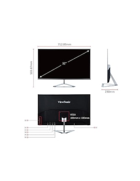 Monitor Viewsonic standard full HD 32 pulgadas VX3276-MHD