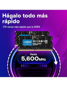 Memoria RAM SODIMM DDR5 Crucial 16 GB CT16G56C46S5