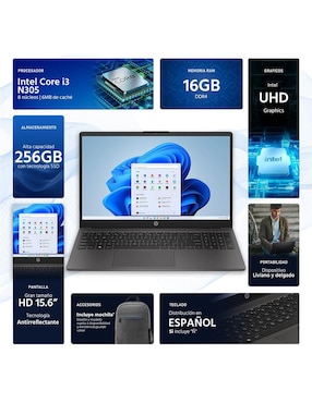 Laptop HP 250 G10 15.6 pulgadas HD Intel Core i3 Intel UHD 16 GB Ram 256 GB SSD