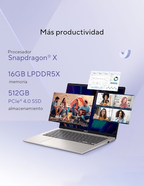 Laptop Asus X1407QA-LY045W 14 pulgadas WUXGA Snapdragon X Qualcomm Adreno 16 GB RAM 512 GB SSD