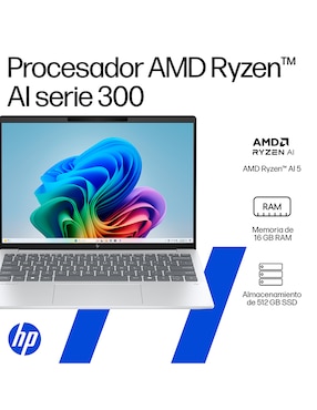 Laptop HP OmniBook 7 Aero13-bg1051la 13 pulgadas 2K AMD Ryzen AI 5 340 AMD Radeon 16 GB RAM 512 GB SSD