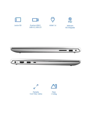 Laptop Thin & Light Dell DC15255 15.6 pulgadas Full HD AMD Ryzen 5 Integradas 8 GB RAM 512 GB SSD