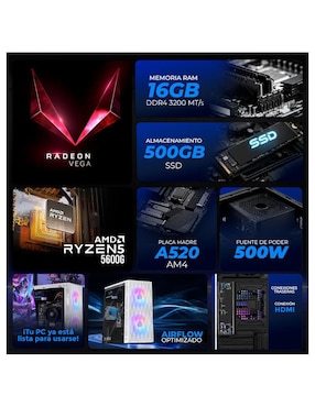 Computadora gamer Xtreme Pc Gaming XTACR516GBVEGA7MFW 23.8 pulgadas Full HD AMD Ryzen 5 AMD Radeon Graphics 16 GB RAM 500 GB SSD