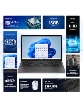 Laptop Hp 255 G10 15.6 pulgadas hd intel core i3 intel uhd 16 gb ram 512 gb ssd