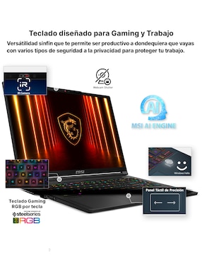 Laptop gamer MSI Stealth A16 AI+ A3XWFG-020MX 16 pulgadas QHD+ AMD Ryzen AI 9 HX 370 NVIDIA GeForce RTX 5060 32 GB RAM 1 TB SSD