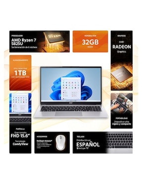 Laptop Acer Aspire Lite 15 15.6 pulgadas Full HD AMD Ryzen 7 AMD Radeon 32 GB RAM 1 TB SSD