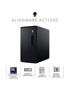 Computadora de escritorio Dell Alienware dt act1250 intel core ultra 7 265f nvidia geforce rtx 4060 ti 32 gb ram1 tb ssd