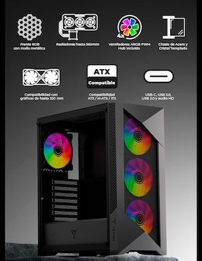 Kit de gabinete gamer Yeyian Edge YCM-Apedg-G1