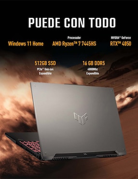 Laptop gamer Asus TUF gaming a16 16 pulgadas wuxga amd ryzen 7 nvidia geforce rtx 4050 16 gb ram 512 gb ssd