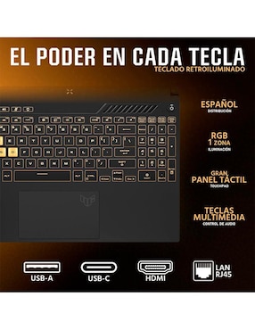 Laptop gamer Asus TUF Gaming F16 16 pulgadas Full HD + Intel Core 5 210H NVIDIA Geforce RTX 3050 16 GB RAM 512 GB SSD