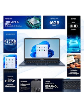 Laptop Asus Vivobook 14 pulgadas Full HD Intel Core i5 Intel UHD Graphics 16 GB RAM 512 GB SDD