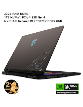Laptop gamer MSI Crosshair A17 HX D8WGKG-045MX 17 pulgadas QHD+ AMD Ryzen 9 NVIDIA GeForce RTX 5070 32 GB RAM 1 TB SSD
