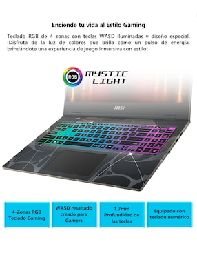 Laptop gamer MSI Cyborg 15 B2RWFKG-452MX 15.6 pulgadas Full HD Intel Core 7 240H NVIDIA GeForce RTX 5060 16 GB RAM 1 TB SSD