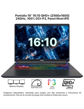Laptop gamer MSI Vector 16 HX AI A2XWJG-652MX 16 pulgadas QHD+ Intel Core Ultra 9 NVIDIA GeForce RTX 5090 64 GB RAM 2 TB SSD