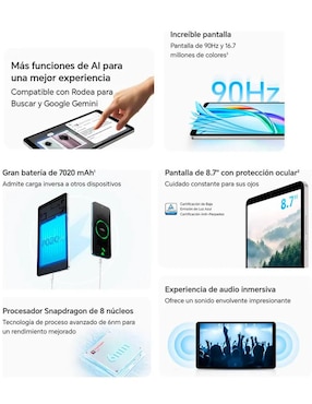 Tablet Honor PAD X7 8.7 pulgadas 4 GB de almacenamiento de 4 GB RAM