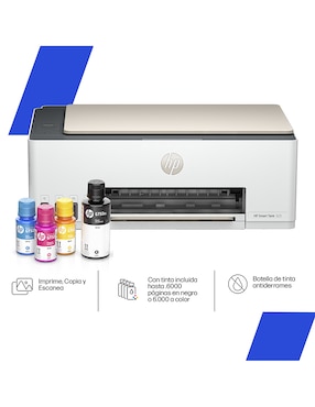 Multifuncional HP Smart Tank 523 de tinta continua alámbrica a color