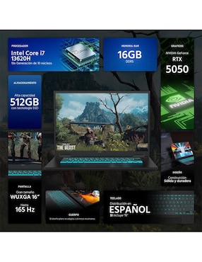 Laptop gamer Gigabyte Gaming A16 16 pulgadas WUXGA Intel Core i7 8 GB RAM 512 GB SSD
