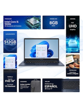 Laptop Asus Vivobook 14 pulgadas Full HD Intel Core i5 Intel UHD 8 GB Ram 512 GB SSD