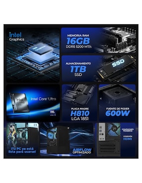 Computadora gamer Xtreme PC Gaming XTPCU532GB5IXEAFB Intel Core Ultra 5 225 integradas 16 GB RAM 1 TB SSD