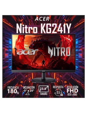 Monitor Acer Nitro VA full HD 23.8 pulgadas
KG241Y P3BIP