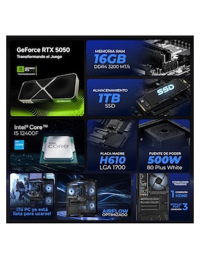Computadora gamer Xtreme PC Gaming XTPCI532GB5050CHB Intel Core i5 NVIDIA GeForce RTX 5050 16 RAM 1 TB SSD