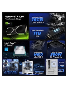 Computadora gamer Xtreme Pc Gaming XTPCI532GB5050MCHW 23.8 pulgadas Full HD Intel Core i5 NVIDIA GeForce RTX 5050 16 GB RAM 1 TB SSD