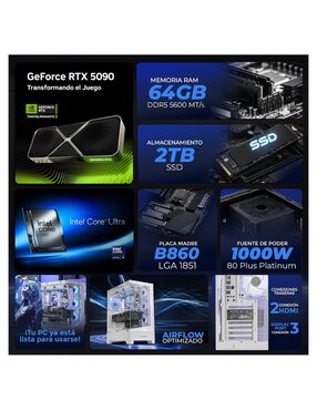 Computadora gamer Xtreme Pc Gaming XTPBAU964GB55090A31W Intel Core Ultra 9 NVIDIA GeForce RTX 5090 32 GB RAM 1 TB SSD