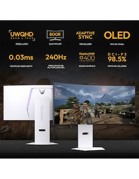 Monitor gamer LG Ultragear Standard UWQHD 34 pulgadas 34GX90SA-W