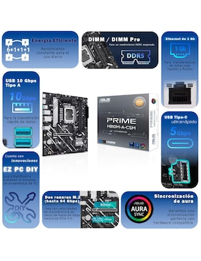 Tarjeta madre Asus Prime H810M-A-CSM compatible con procesador Intel
