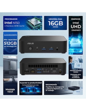 Mini PC Asus Nuc 14 Essential Intel N150 Integrada 16 GB RAM 512 GB SSD
