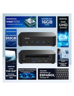 Mini pc Asus NUC 14 Essential Intel N150 integrada 16 GB RAM 512 GB SSD