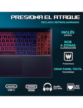 Laptop gamer Acer Predator Helios Neo 16S 16 pulgadas WQXGA Intel core ultra 9 NVIDIA GeForce RTX 5070 ti 32 GB RAM 1 TB SSD