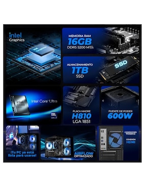 Computadora gamer Xtreme PC Gaming XTBRU716GB5XEMTGB 27 pulgadas Full HD Intel Core Ultra 7 integradas 16 GB Ram1 TB SSD