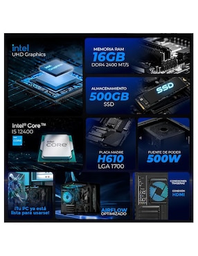 Computadora gamer Xtreme Pc Gaming XTBRI516GBHD730MTGB 23.8 pulgadas Full HD Intel Core I5 Intel UHD Graphics 730 16 GB RAM 500 GB SSD