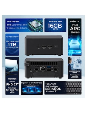 Mini Pc Asus Nuc 14 Pro Intel Core Ultra 7 Integrada 16 GB RAM 1 TB SSD