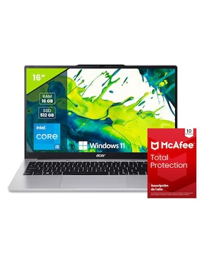 Laptop Acer NX.J2SAL.001-AN 16 pulgadas WUXGA Intel Core i5 Intel Iris XE 16 GB RAM 512 GB SSD